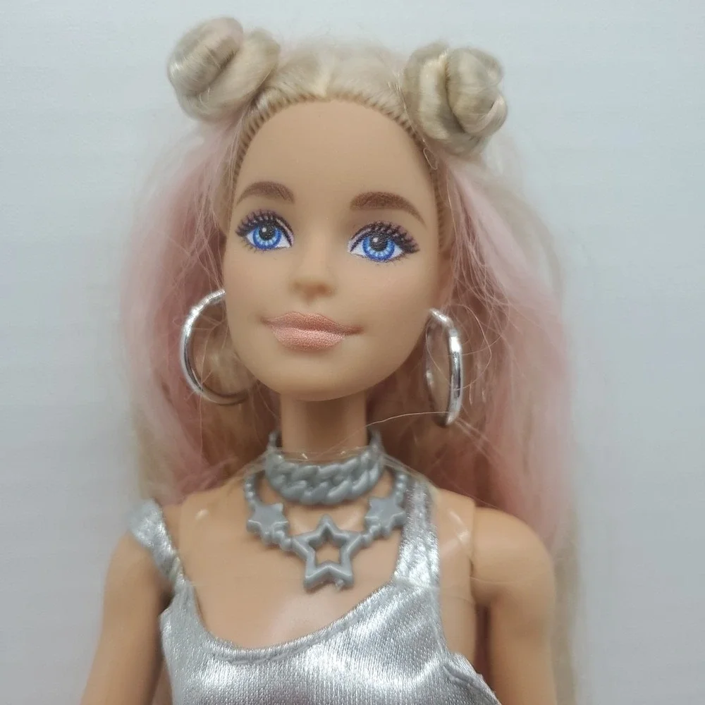 ORIGINAL OUTFIT & HAIR Barbie Extra Doll 2020 #3 Long Blonde‎ Pink Articulated